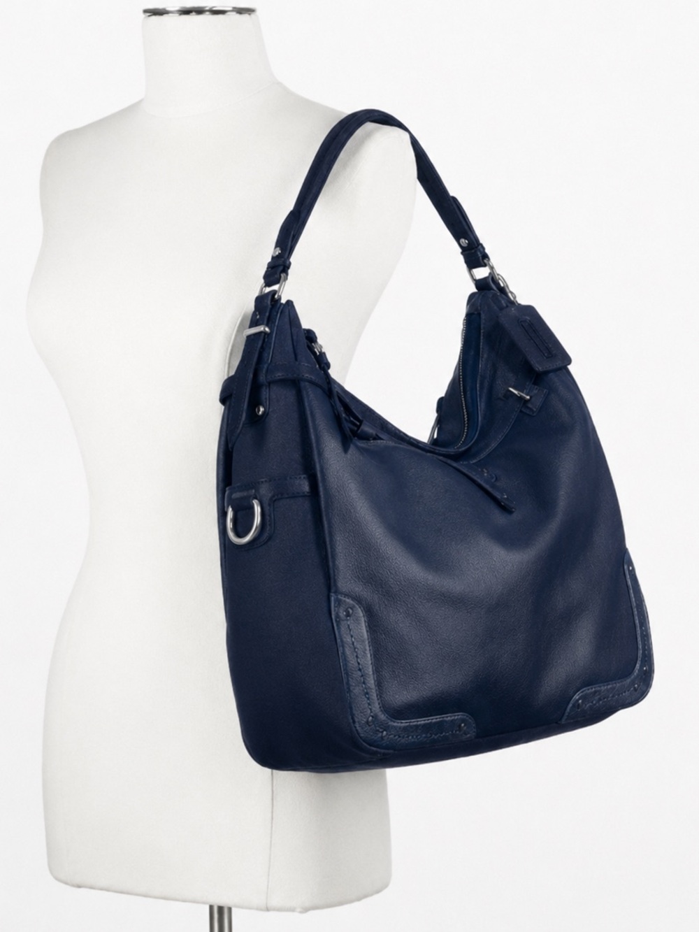 Coach Pinnacle Allie Navy Leather Shoulder Hobo Bag